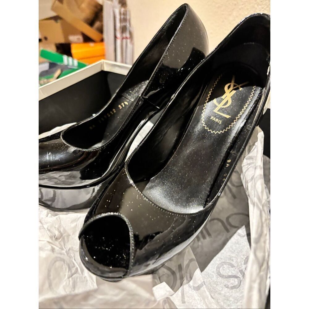 YSL Patent Leather Peep toe Platform Pumps - Picture 9 of 9